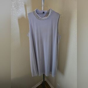 Nik & Nash Silver Beaded Collar Sleeveless Dress